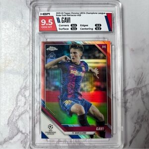 HGA 9.5 21-22 Topps Chrome UCL - Gavi Rose Gold Refractor 7/125 #25 (RC)